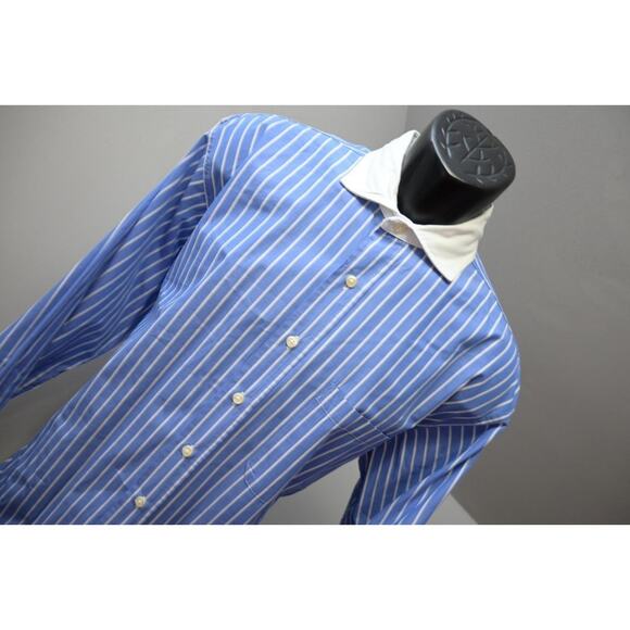 Bills Khakis Button Up Dress Shirt Striped Made In USA Long Sleeve Mens Sz Large - Picture 4 of 8